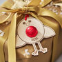 Personalised Robin Gift Tag And Bag Of Chocolate Tummies, thumbnail 1 of 5