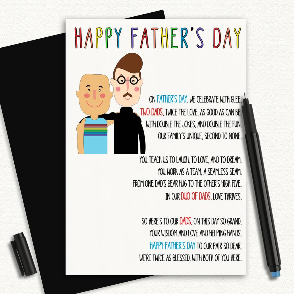 Two Dads Gay Fathers Day Card By Sew Very English