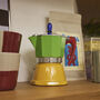 Italian Moka Pot Espresso Maker In Green And Yellow, thumbnail 2 of 7