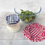 Set Of Three Gingham Cotton Bowl Overs Bowl Covers, thumbnail 1 of 6