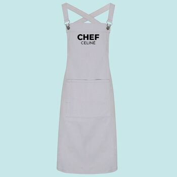 Personalised Chef Cotton Canvas Cross Back Apron, 7 of 9