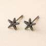 Oxidised Sterling Silver Mini Starfish Stud Earrings, thumbnail 1 of 6