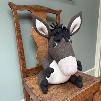 Pure Wool Donkey Soft Toy Large Handmade And Personalised, 3 of 7