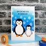 'Penguin And Baby' Personalised Christmas Card, thumbnail 3 of 4
