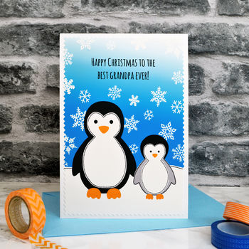 'Penguin And Baby' Personalised Christmas Card, 3 of 4