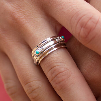 Rajalita Love Turquoise Silver Spinning Ring, 5 of 12