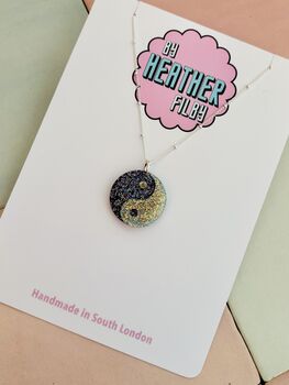Yin Yang Glitter Charm Necklace / Zen Gift For Her / Minimal Spiritual Jewellery / Cute Statement Necklace, 4 of 7
