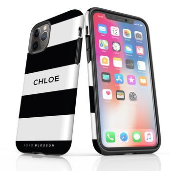 Personalised Monochrome Stripe Phone Case, 5 of 5