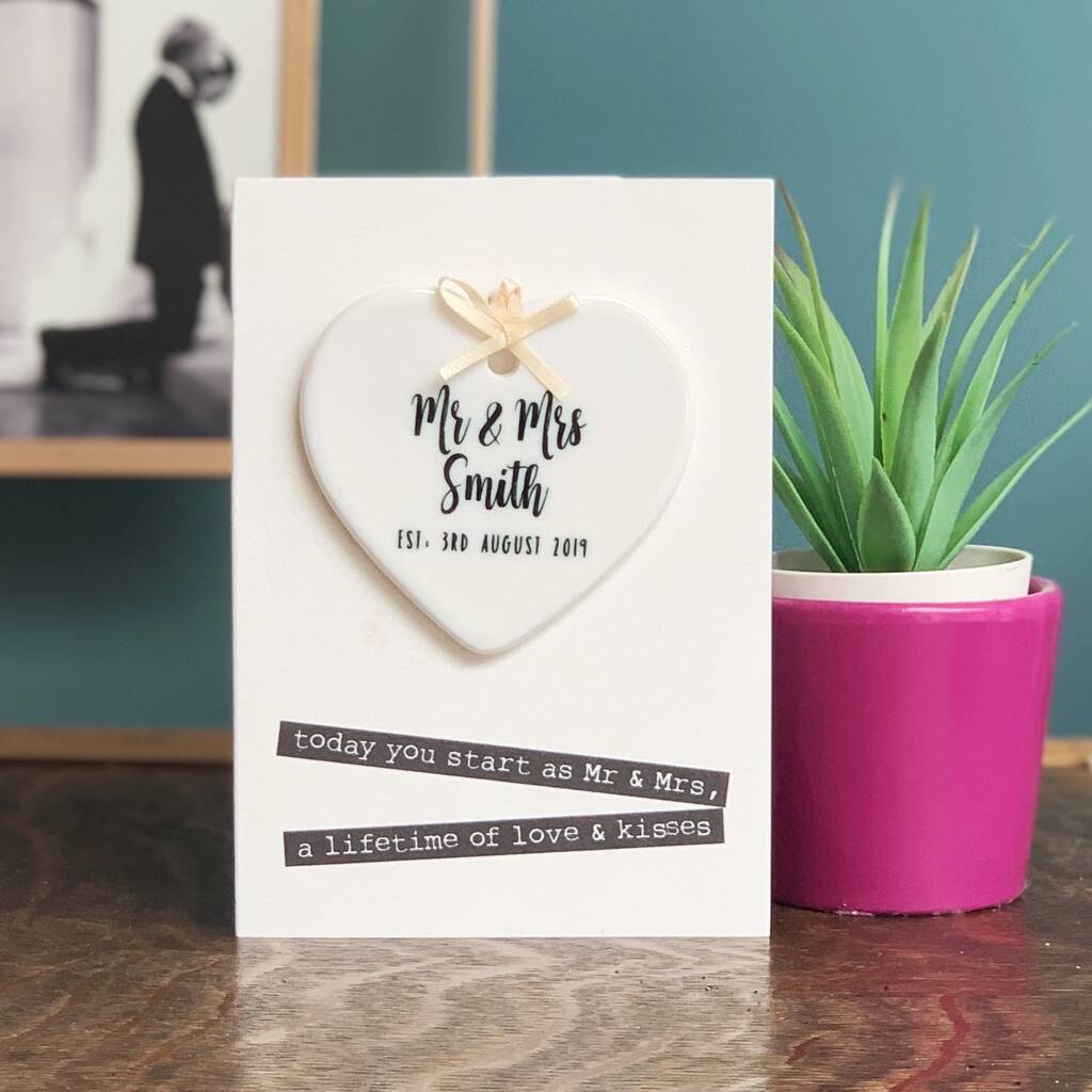 Luxury Wedding Card With Heart Ceramic Keepsake, 1 of 5