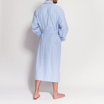Men's Blue Stripe Two Fold Flannel Robe, 3 of 4