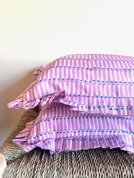 Striped Block Print Cushion, 2 of 3