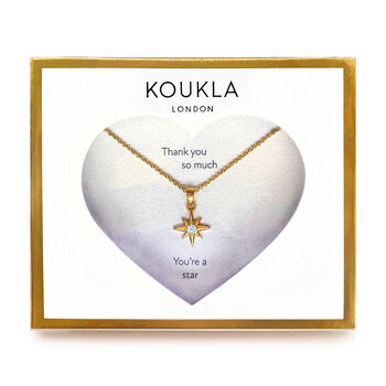 Gold Plated Shining Star Thank You Necklace, 2 of 6
