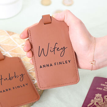 Personalised Hubby And Wifey Honeymoon Luggage Tag Set, 7 of 10