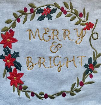 Merry And Bright Embroidered Banner, 3 of 10