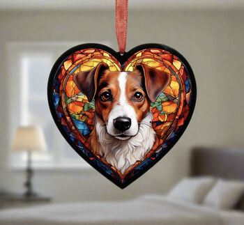 Jack Russell Stained Glass Effect Heart Suncatcher, 5 of 5