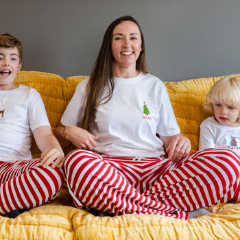'Mama' Embroidered Christmas Stripe Pyjamas, 2 of 5