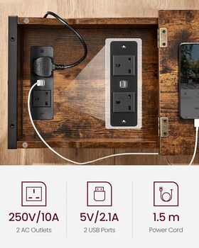 Slim Side Table With Charging Station Usb Ports, 4 of 12