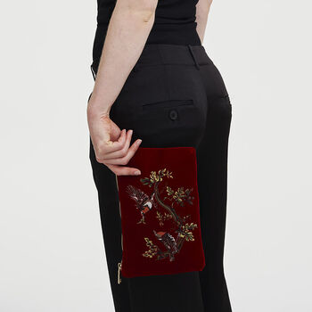 Robin Love Embroidered Red Medium Pouch, 2 of 7