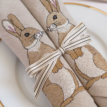 Set Of Two Embroidered Rabbit Napkins, 2 of 5