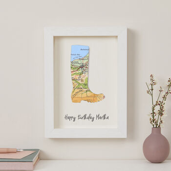 Personalised Map Welly Boot Birthday Card, 2 of 3