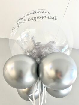 Personalised Engagement Feather Large Bubble Balloon, 2 of 3
