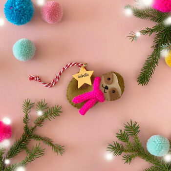 Personalised Sloth Christmas Tree Decoration, 2 of 5