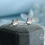Husky Sterling Silver Stud Earrings, thumbnail 3 of 11