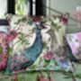 Iya Valley Love Story Peacocks And Japanese Blossom Cushion, thumbnail 2 of 5