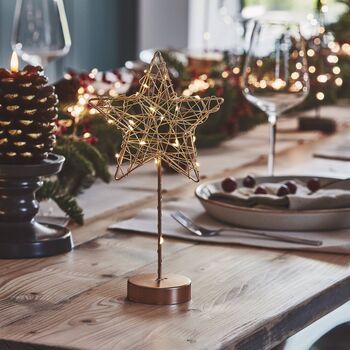 Gold Table Mesh Star Light With Warm White LED, 2 of 2