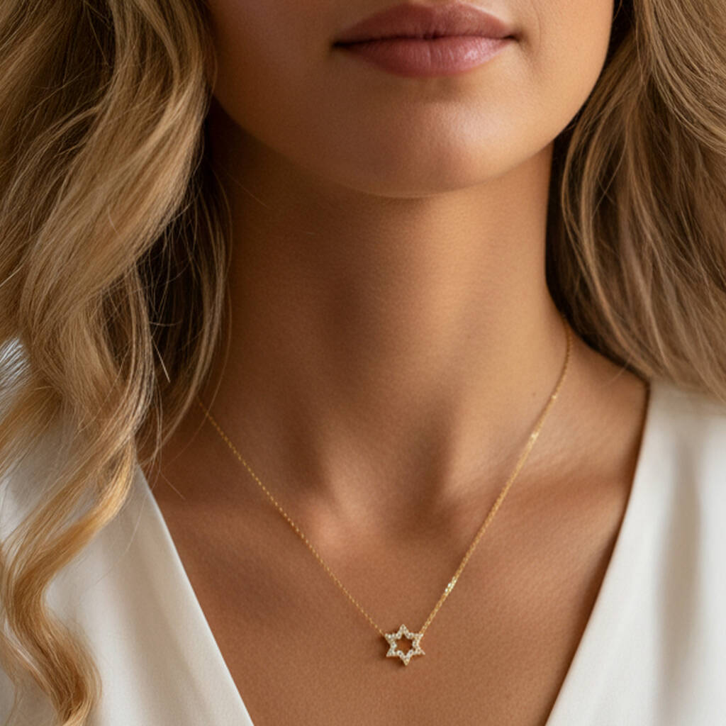 Gold Or Silver Women's Dainty Star Of David Pendant Necklace, Celestial Jewellery Gift For Her, 1 of 6