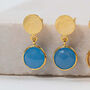 Salina Blue Chalcedony And Gold Plated Disc Earrings, thumbnail 1 of 4