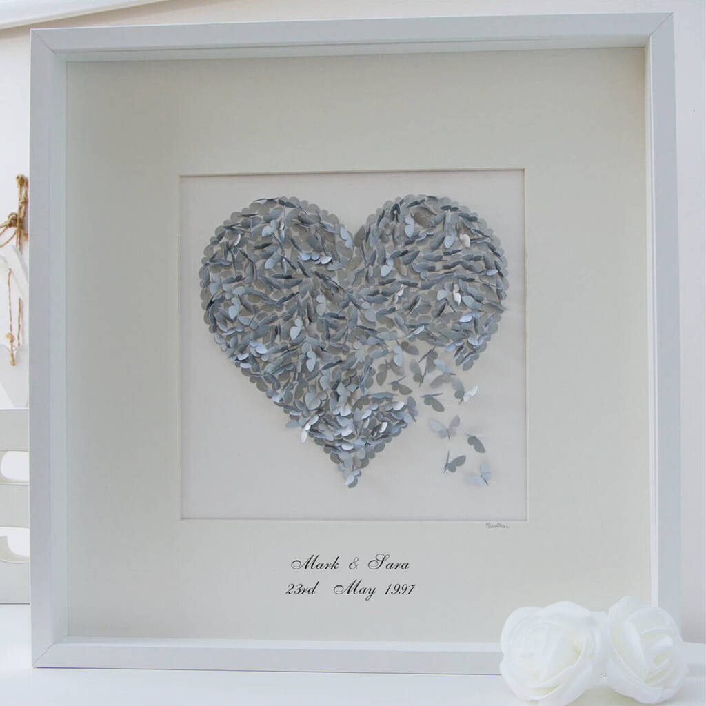 Butterfly Silver Wedding Anniversary Heart, Handmade, 1 of 5