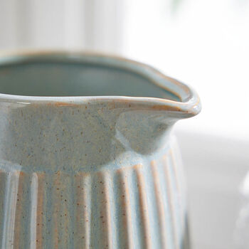 Ribbed Blue Pitcher Jug Vase, 3 of 4