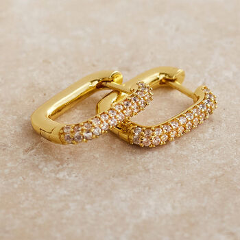 Crystal Encrusted Rectangular Hoop Earrings, 4 of 6