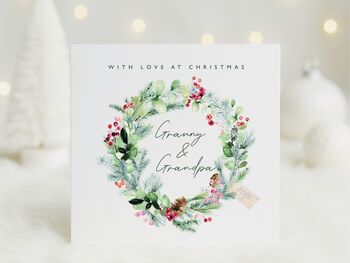 Personalised Wreath Christmas Card, 2 of 2