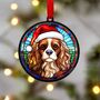 Cavalier King Charles Spaniel In Santa Hat Suncatcher Decoration, thumbnail 1 of 6