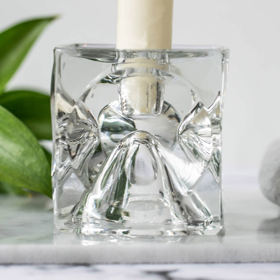 Glass Cube Candle Holder With Conical Cut Outs By Iamia 4634