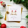 Mum And Dad Robin Christmas Card. Customisable, thumbnail 1 of 5