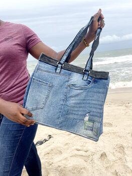 Denim Tote Bag Upcycled From Jean Waste, 3 of 5