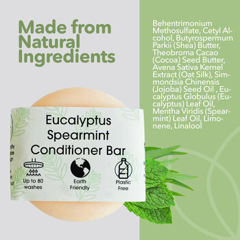 Eucalyptus Spearmint Conditioner Bar For All Hair Types, 3 of 10