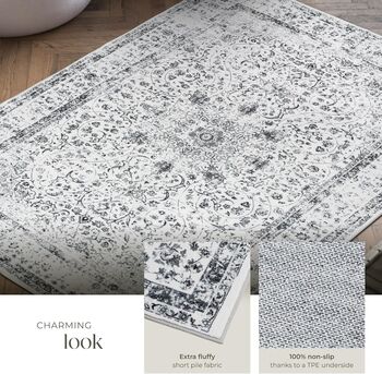 Washable Rug Living Room Carpet Oriental Short Pile Rug, 3 of 12