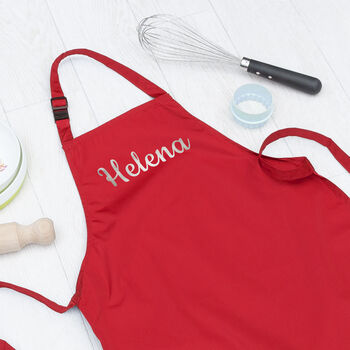 Personalised Kid's Red Santa's Little Helper Apron, 4 of 8