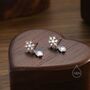 Sterling Silver Snowflake And Moonstone Stud Earrings, thumbnail 4 of 11