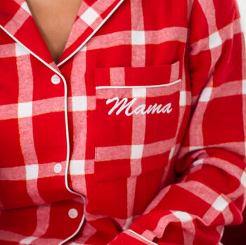 Family Xmas Personalised Embroidered Red Check Pyjamas, 7 of 9