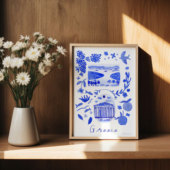 Scenes Of Greece Blue Tile Inspired Travel Print, 7 of 12