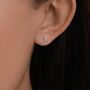 Sterling Silver Tiny Pink Cz Flower Stud Earrings, thumbnail 7 of 12