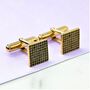 Gold Plated Sterling Silver Square Gemstone Cufflinks, thumbnail 1 of 3