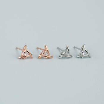 Sterling Silver Abstract Crystal Triangle Stud Earrings, 3 of 6