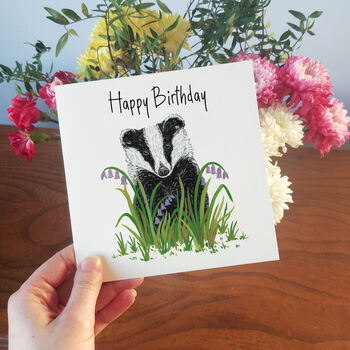 Illustrated Badger Birthday Card, 3 of 4