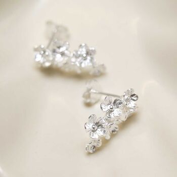 Sterling Silver Forget Me Not Drop Earrings, 2 of 7